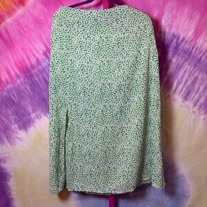 SHEIN Green and White Floral Pattern Skirt